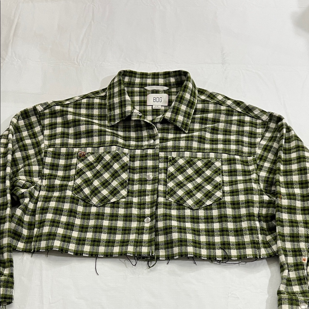 Urban outfitters Green Plaid Cropped Jacket